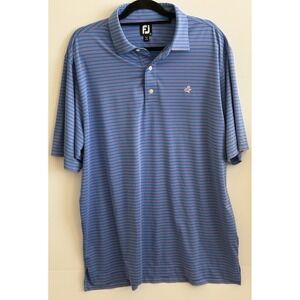 Footjoy FJ Golf Polo Men's XL Blue Pink Striped Performance Stretch Fast Ship